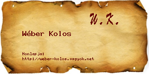 Wéber Kolos névjegykártya